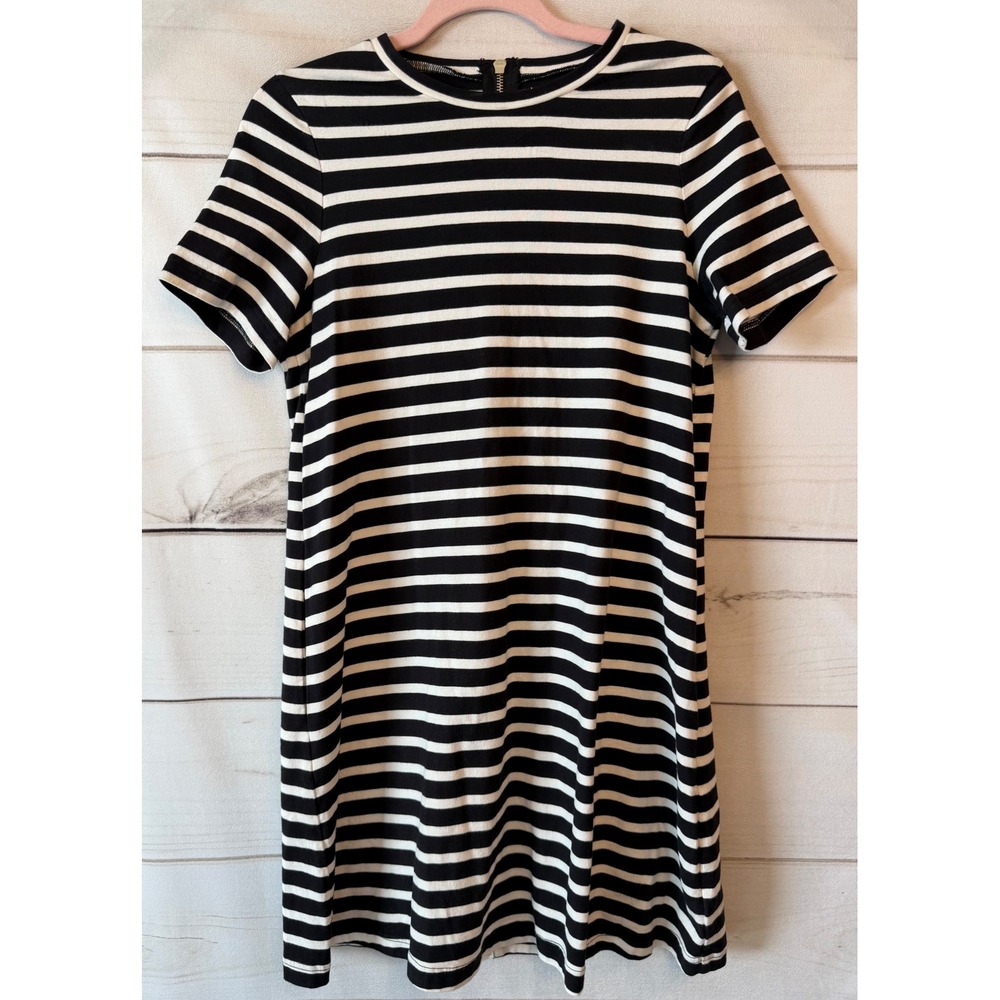 Kate Spade New York Striped T-Shirt Dress Black White Heart Zipper Small